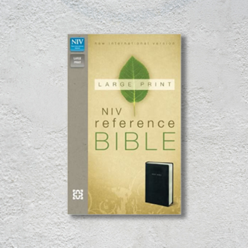 NIV, Reference Bible, Large Print, Leather-Look, Black, Red Letter Edition