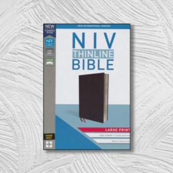 NIV Thinline Bible Large Print Black, Bonded Leather, Indexed