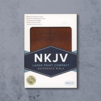 NKJV Large Print Compact Reference Bible, Brown Leathertouch